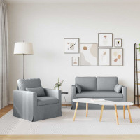 Produktbild för Soffset 2 pcs Ljusgrå 139 x 78 x 80 cm tyg