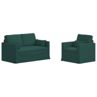 Produktbild för Soffset 2 pcs Mörkgrön 139 x 78 x 80 cm tyg