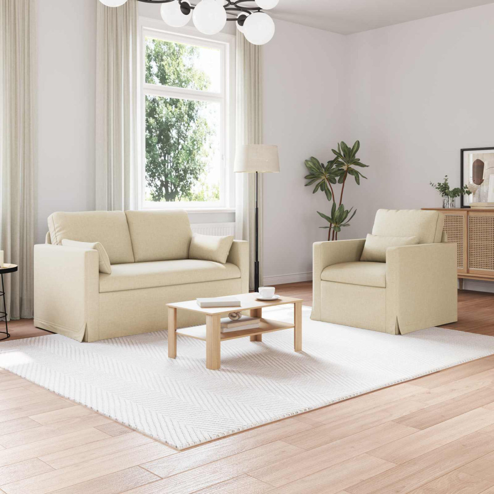Produktbild för Soffset 2 pcs Kräm 139 x 78 x 80 cm tyg