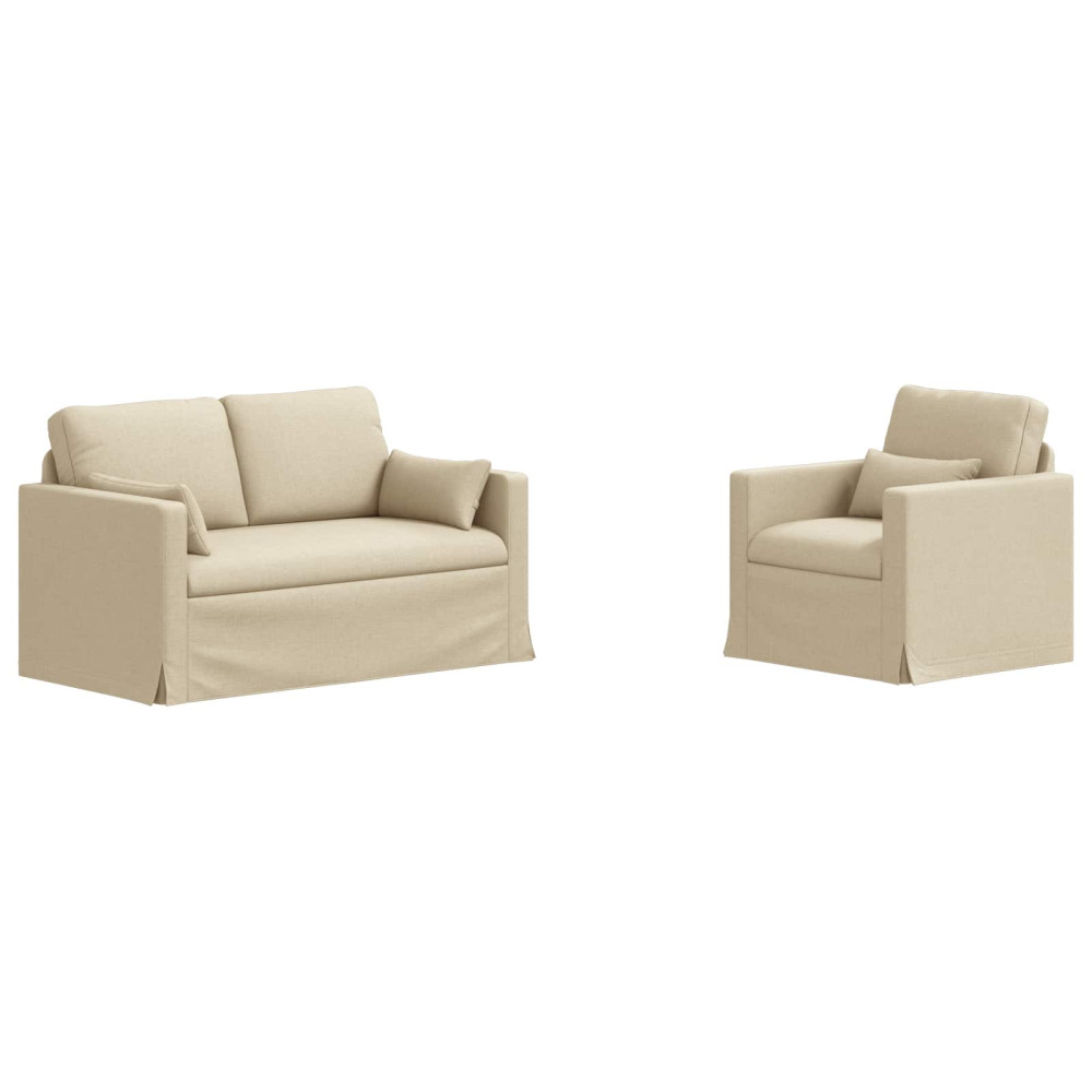 Produktbild för Soffset 2 pcs Kräm 139 x 78 x 80 cm tyg