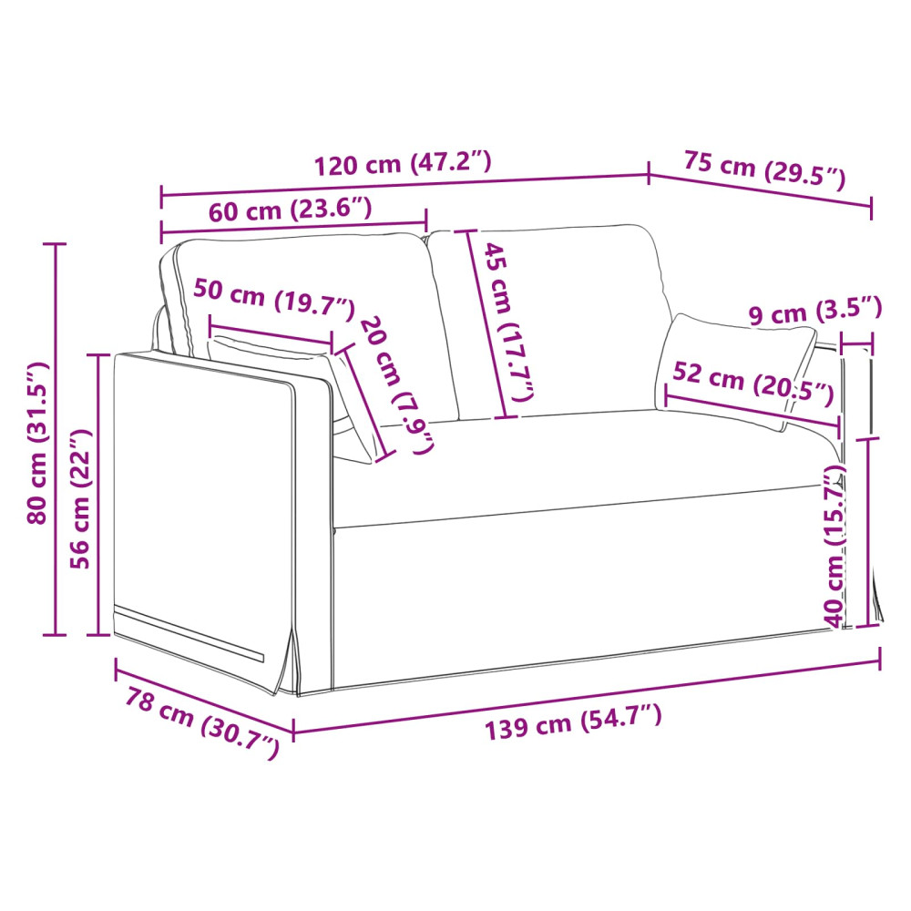 Produktbild för Soffset 2 pcs Kräm 139 x 78 x 80 cm tyg
