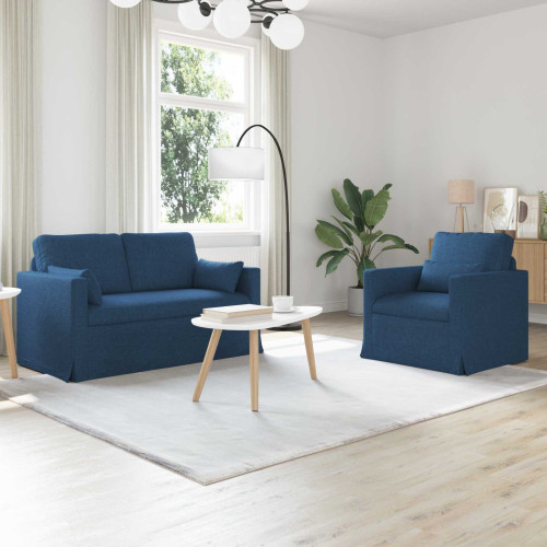 vidaXL Soffset 2 pcs Blå 139 x 78 x 80 cm tyg
