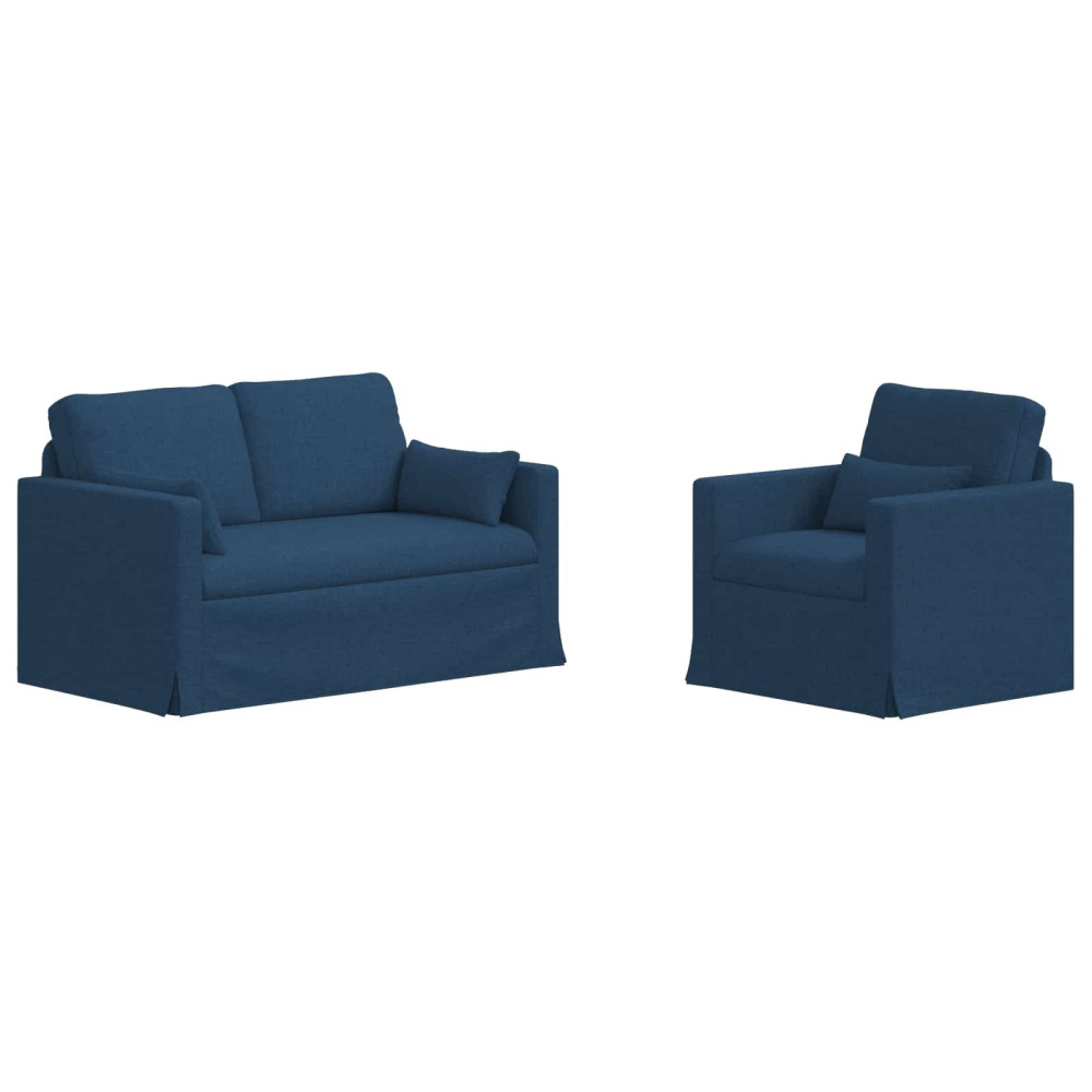 Produktbild för Soffset 2 pcs Blå 139 x 78 x 80 cm tyg