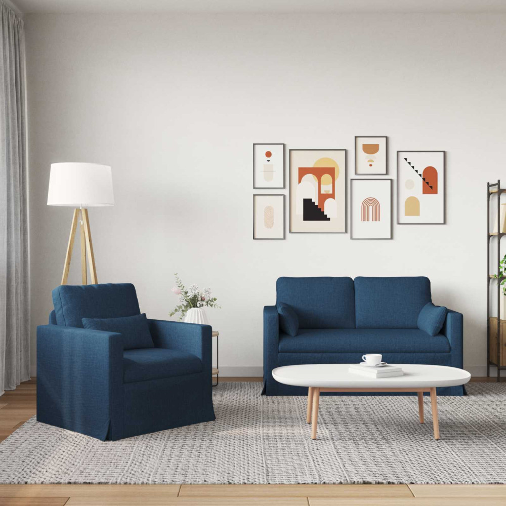 Produktbild för Soffset 2 pcs Blå 139 x 78 x 80 cm tyg