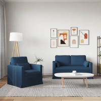 Produktbild för Soffset 2 pcs Blå 139 x 78 x 80 cm tyg