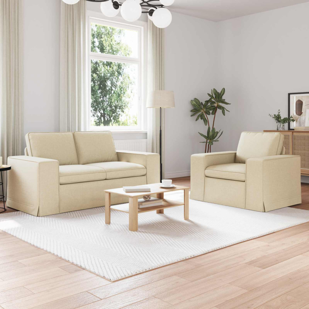 Produktbild för Soffset 2 pcs Kräm 162 x 80 x 82 cm tyg