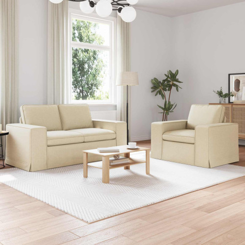 vidaXL Soffset 2 pcs Kräm 162 x 80 x 82 cm tyg