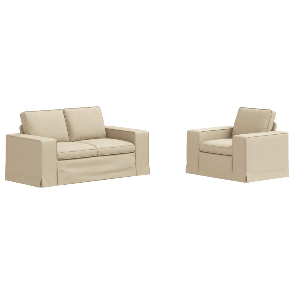 Produktbild för Soffset 2 pcs Kräm 162 x 80 x 82 cm tyg