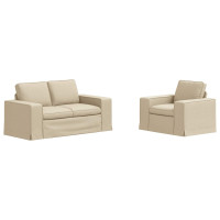 Produktbild för Soffset 2 pcs Kräm 162 x 80 x 82 cm tyg