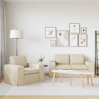 Produktbild för Soffset 2 pcs Kräm 162 x 80 x 82 cm tyg