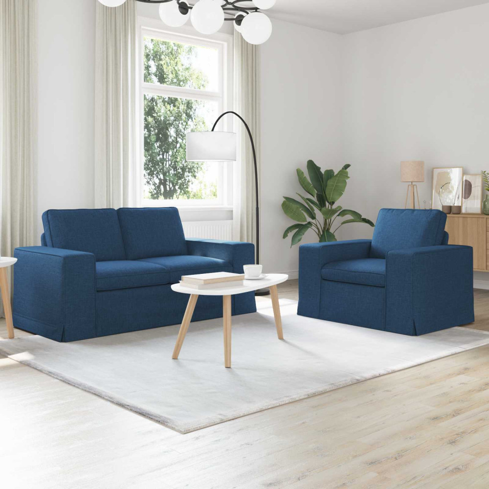 Produktbild för Soffset 2 pcs Blå 162 x 80 x 82 cm tyg