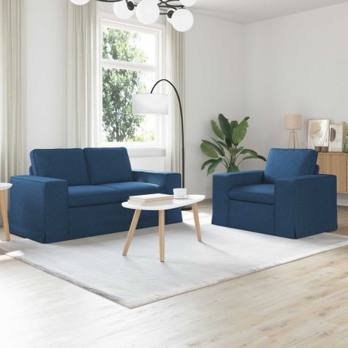 vidaXL Soffset 2 pcs Blå 162 x 80 x 82 cm tyg