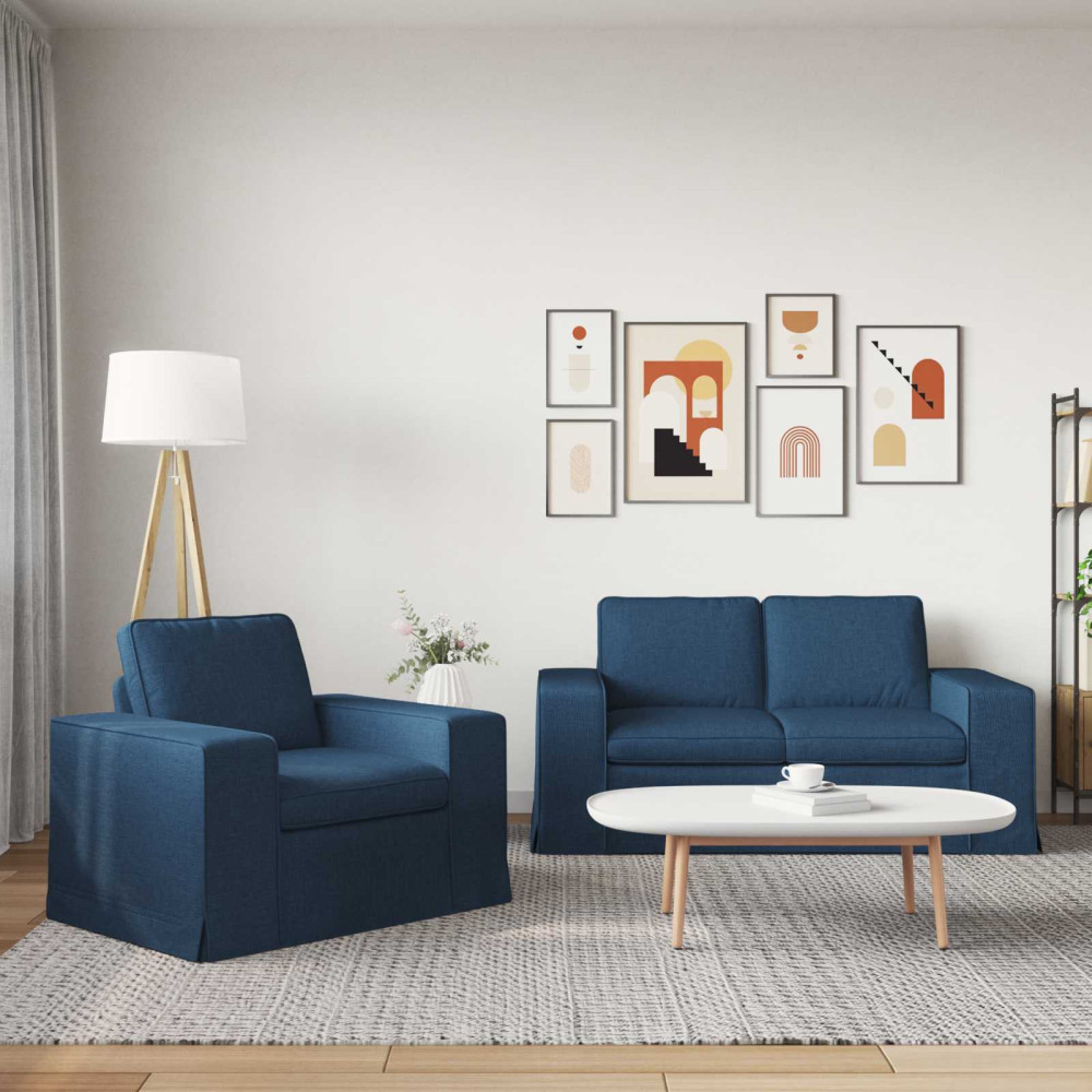 Produktbild för Soffset 2 pcs Blå 162 x 80 x 82 cm tyg