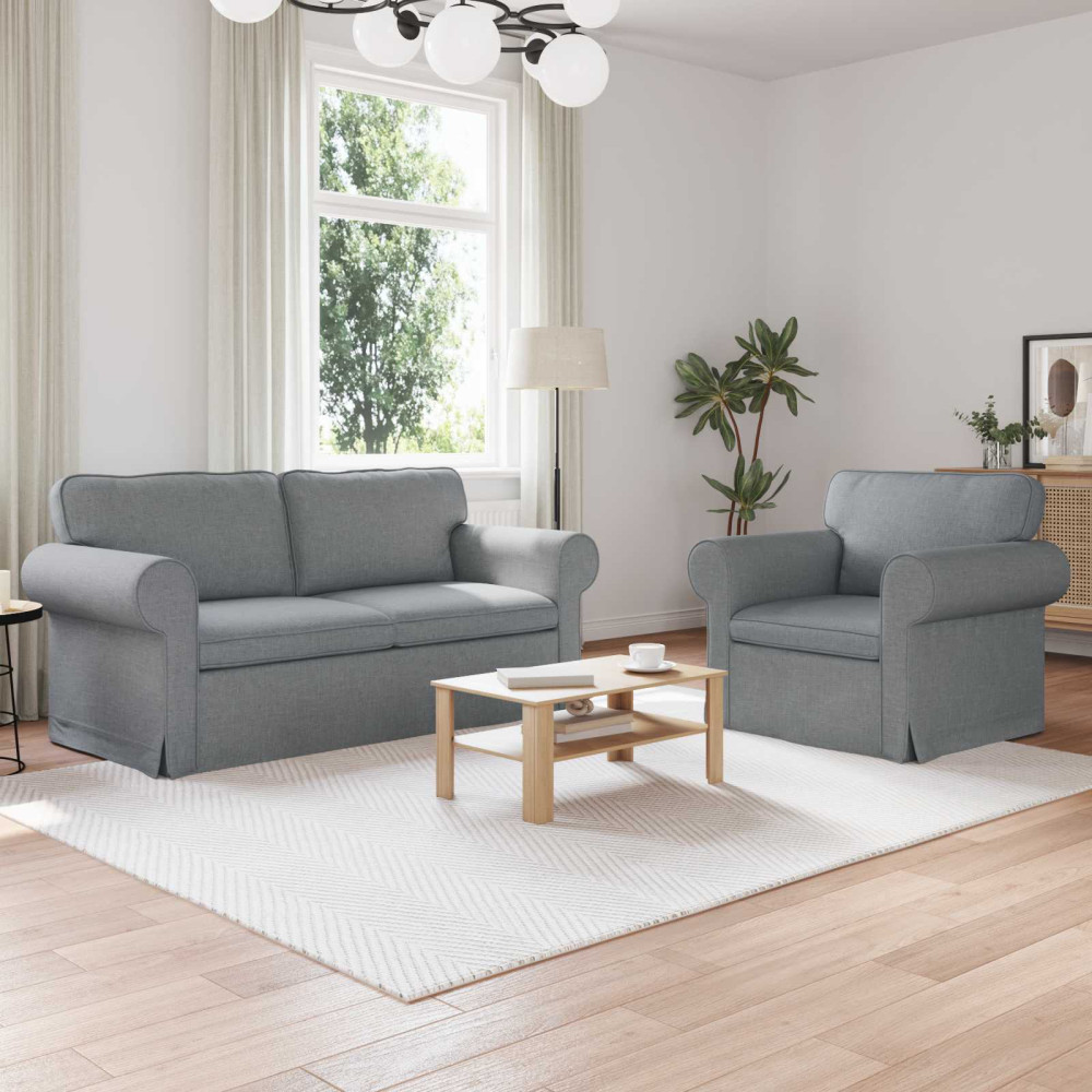 Produktbild för Soffset 2 pcs Ljusgrå 175 x 82 x 80 cm tyg