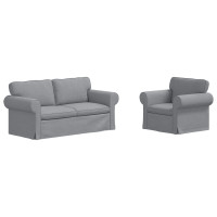 Produktbild för Soffset 2 pcs Ljusgrå 175 x 82 x 80 cm tyg
