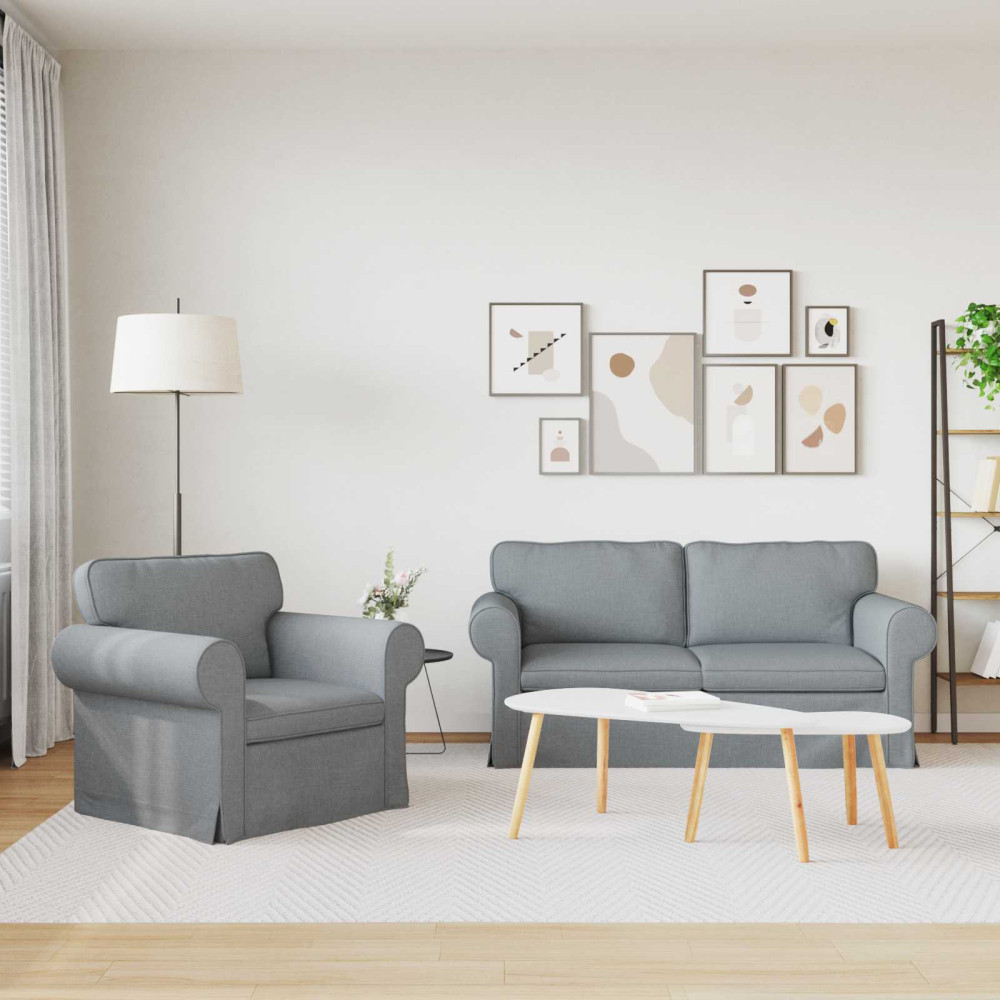 Produktbild för Soffset 2 pcs Ljusgrå 175 x 82 x 80 cm tyg