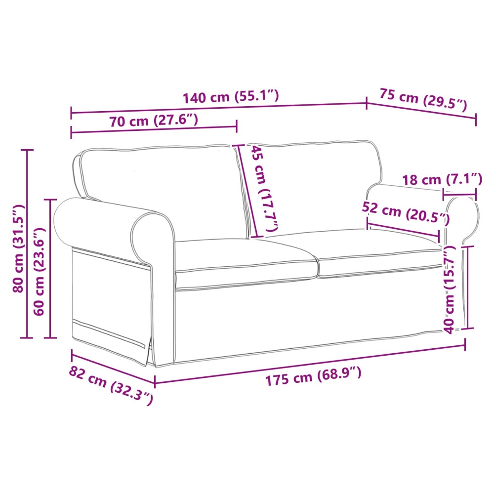 Produktbild för Soffset 2 pcs Ljusgrå 175 x 82 x 80 cm tyg
