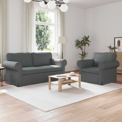 vidaXL Soffset 2 pcs Mörkgrå 175 x 82 x 80 cm tyg