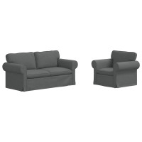 Produktbild för Soffset 2 pcs Mörkgrå 175 x 82 x 80 cm tyg