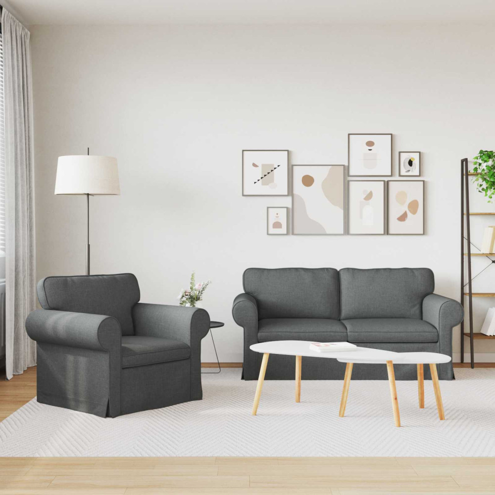 Produktbild för Soffset 2 pcs Mörkgrå 175 x 82 x 80 cm tyg