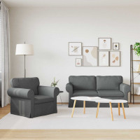 Produktbild för Soffset 2 pcs Mörkgrå 175 x 82 x 80 cm tyg
