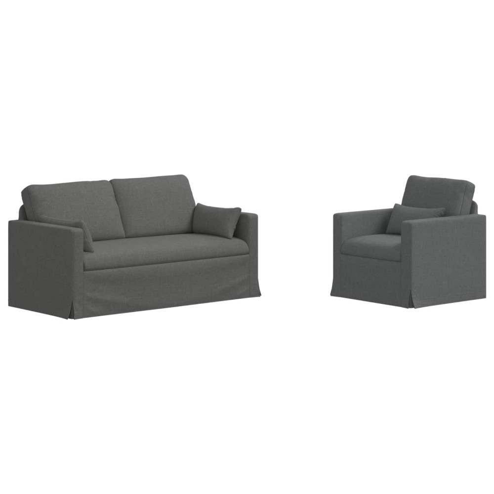 Produktbild för Soffset 2 pcs Mörkgrå 158 x 78 x 80 cm tyg