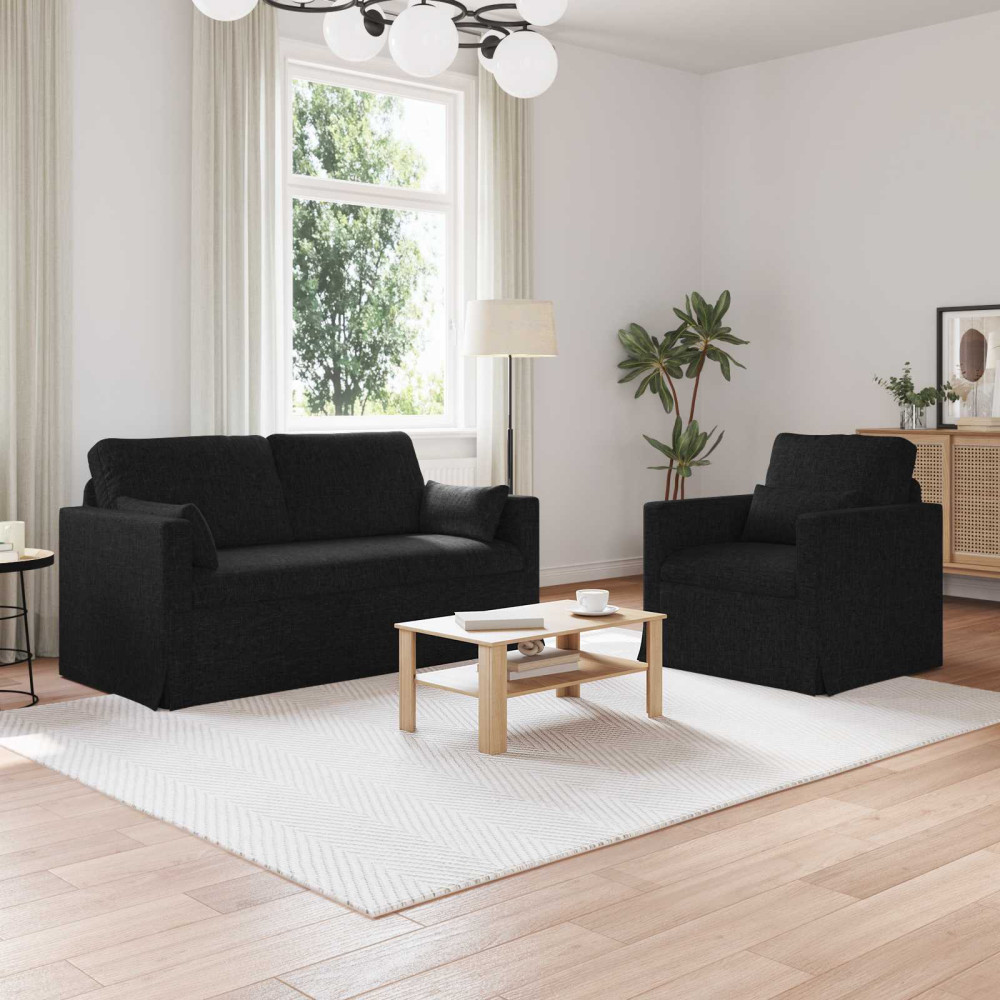 Produktbild för Soffset 2 pcs Svart 158 x 78 x 80 cm tyg