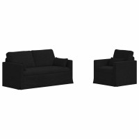 Produktbild för Soffset 2 pcs Svart 158 x 78 x 80 cm tyg