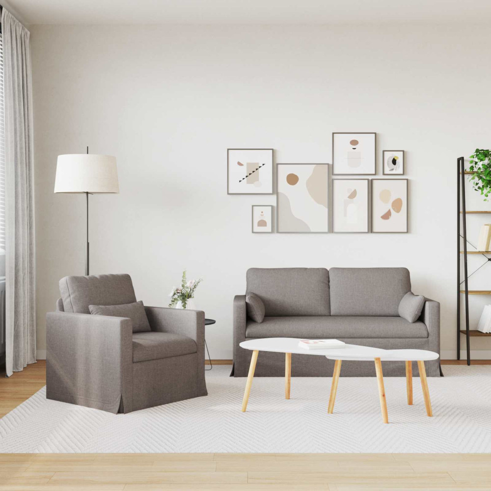 Produktbild för Soffset 2 pcs Taupe 158 x 78 x 80 cm tyg