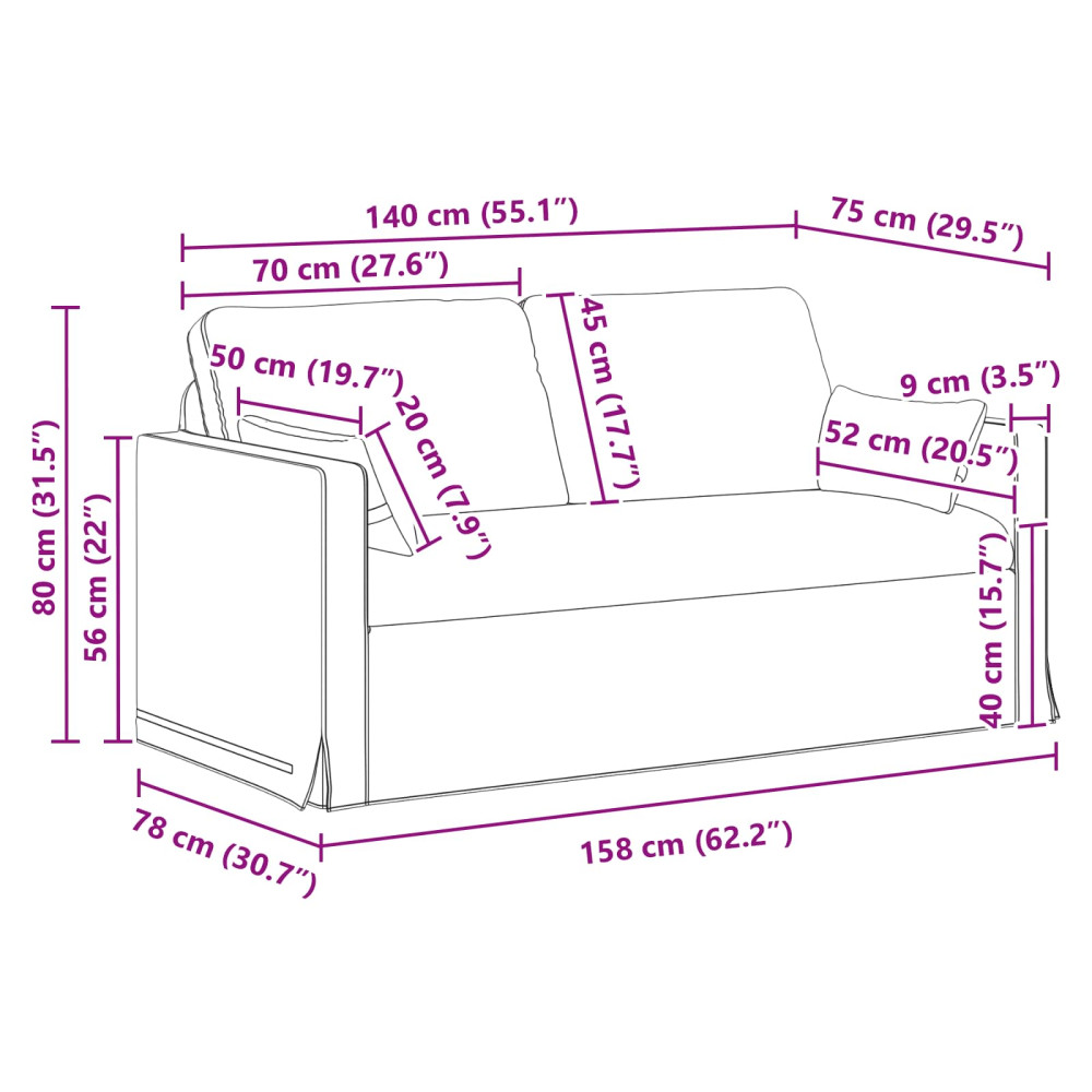 Produktbild för Soffset 2 pcs Taupe 158 x 78 x 80 cm tyg