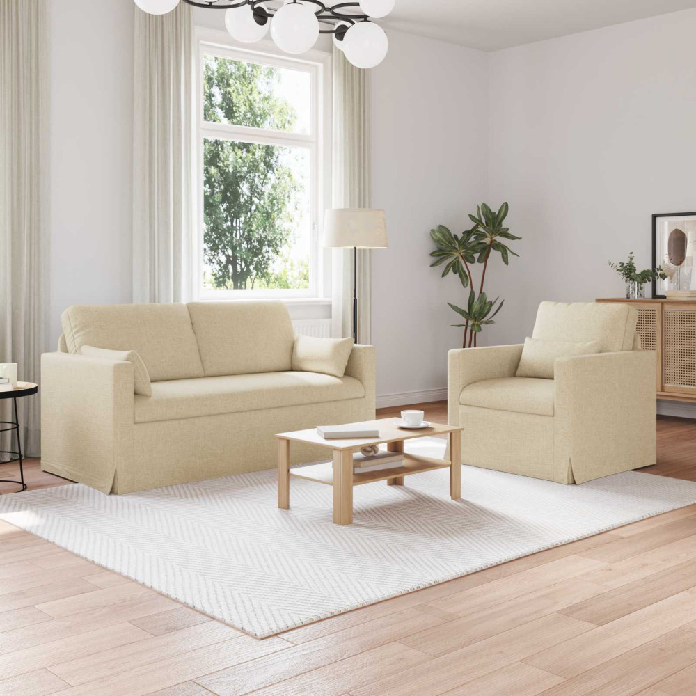 Produktbild för Soffset 2 pcs Kräm 158 x 78 x 80 cm tyg