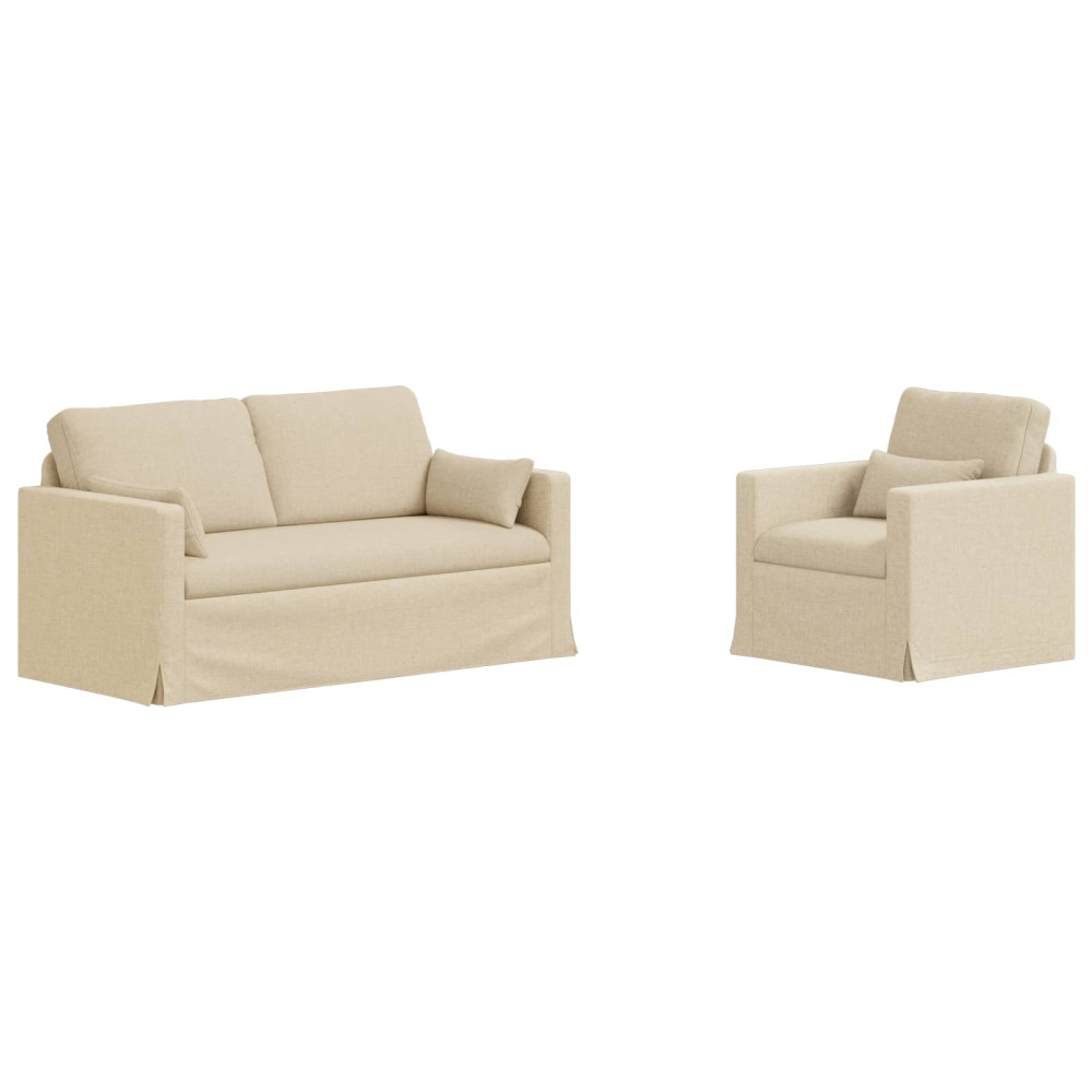 Produktbild för Soffset 2 pcs Kräm 158 x 78 x 80 cm tyg