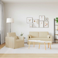 Produktbild för Soffset 2 pcs Kräm 158 x 78 x 80 cm tyg