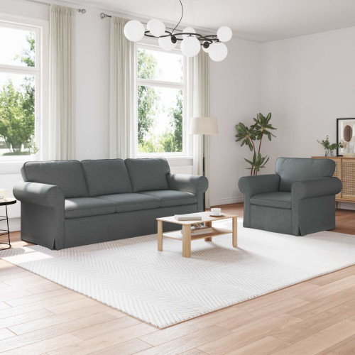 vidaXL Soffset 2 pcs Mörkgrå 215 x 82 x 80 cm tyg