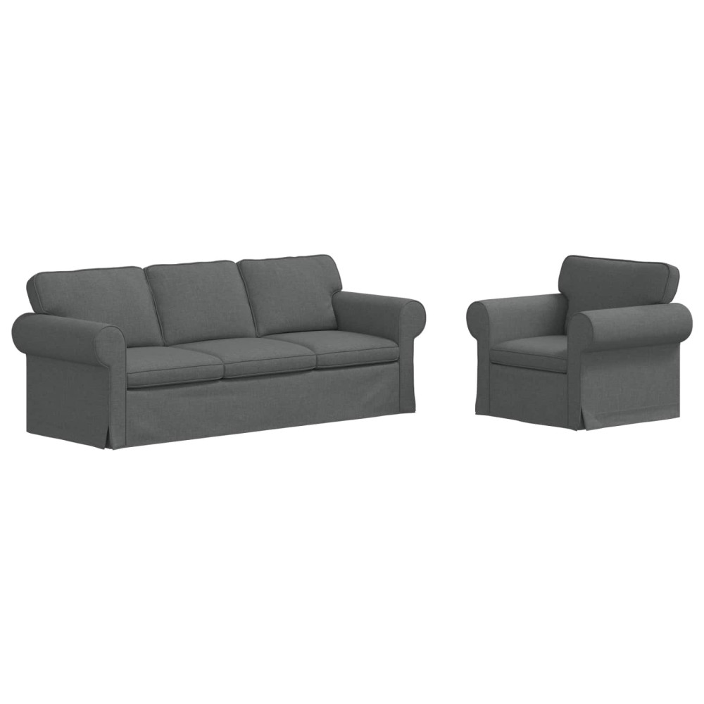 Produktbild för Soffset 2 pcs Mörkgrå 215 x 82 x 80 cm tyg