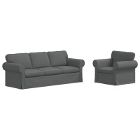 Produktbild för Soffset 2 pcs Mörkgrå 215 x 82 x 80 cm tyg