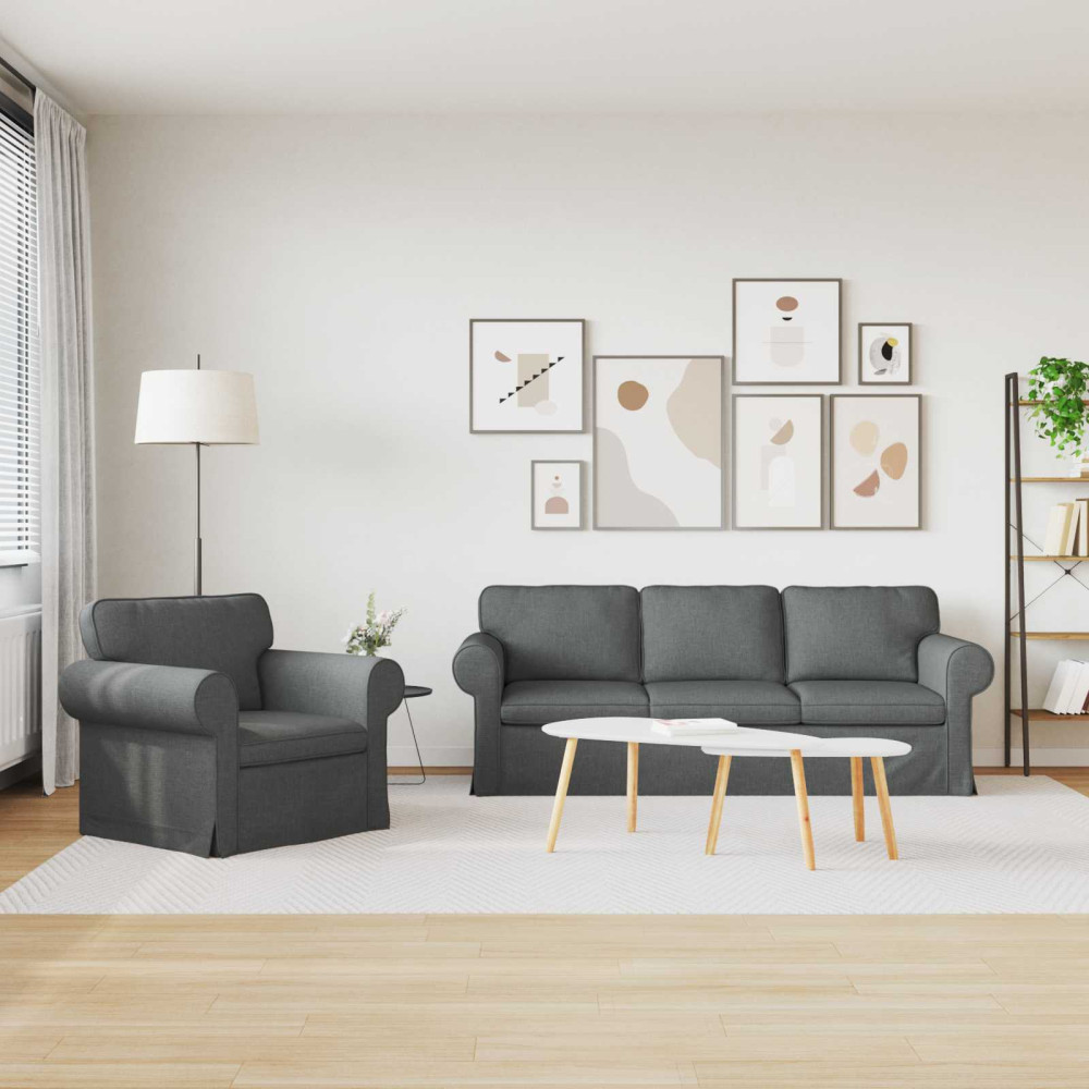 Produktbild för Soffset 2 pcs Mörkgrå 215 x 82 x 80 cm tyg