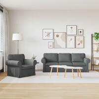 Produktbild för Soffset 2 pcs Mörkgrå 215 x 82 x 80 cm tyg