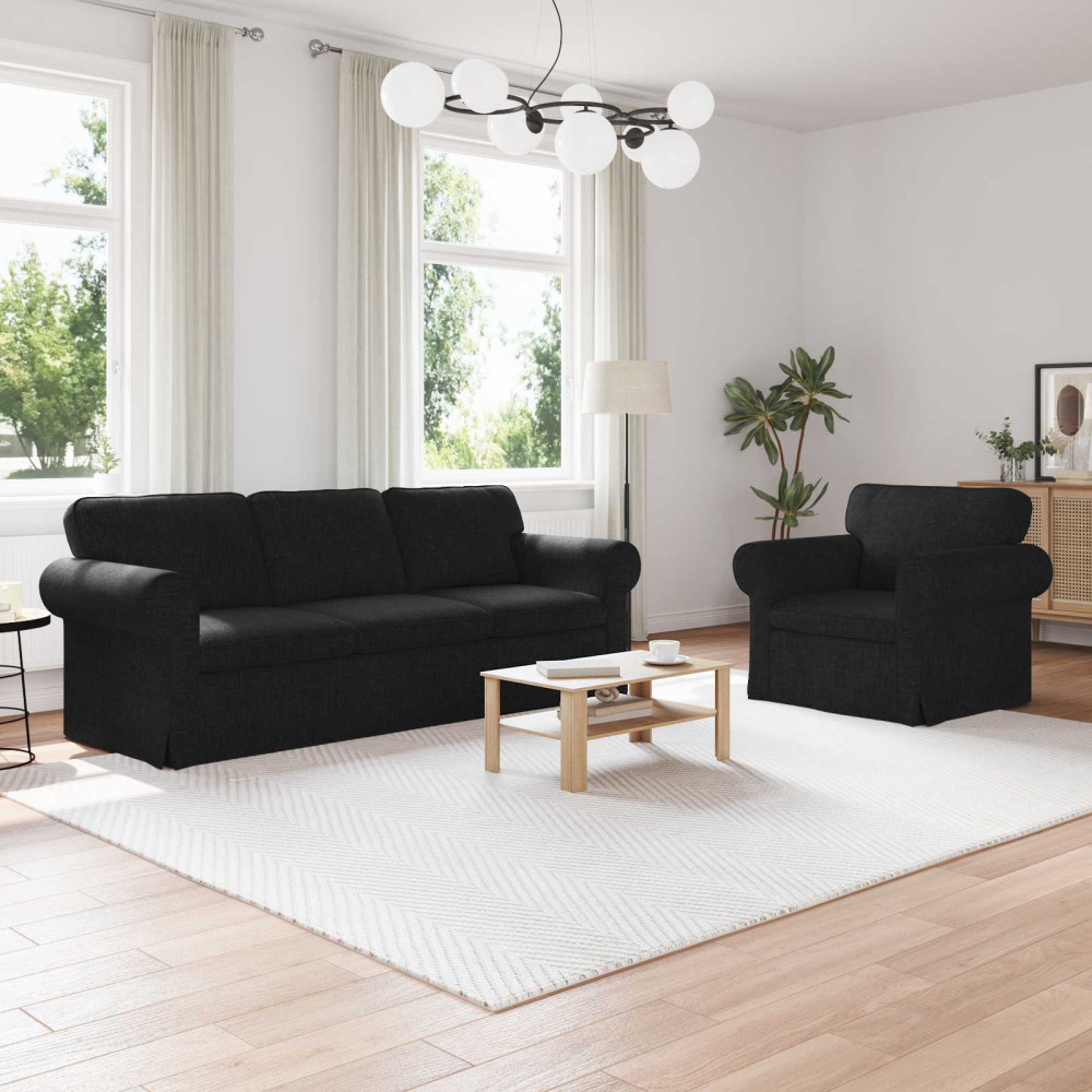 Produktbild för Soffset 2 pcs Svart 215 x 82 x 80 cm tyg