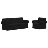 Produktbild för Soffset 2 pcs Svart 215 x 82 x 80 cm tyg