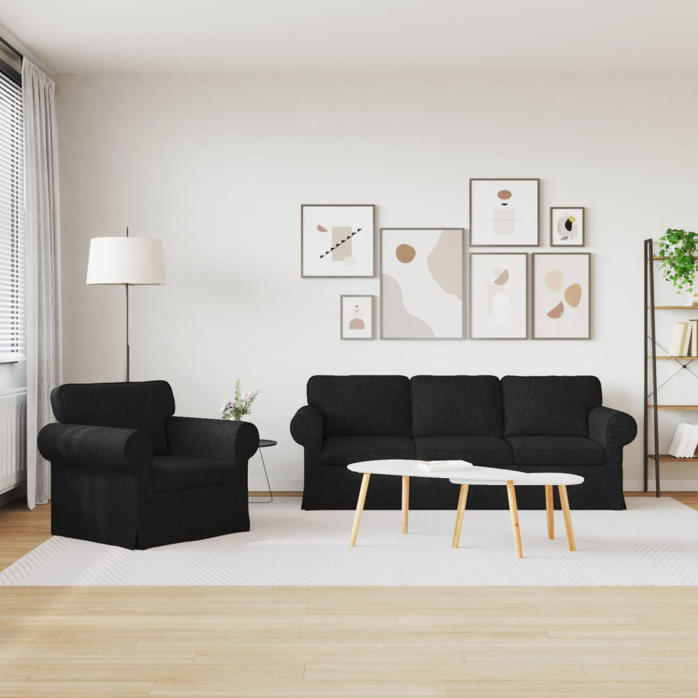 Produktbild för Soffset 2 pcs Svart 215 x 82 x 80 cm tyg