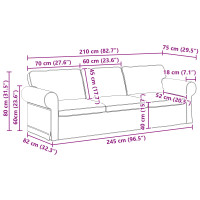 Produktbild för Soffset 2 pcs Ljusgrå 245 x 82 x 80 cm tyg
