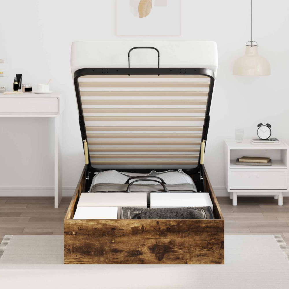 Produktbild för Ottoman Sängram Rökt Ek 75,5 x 190 cm Konstruerat trä