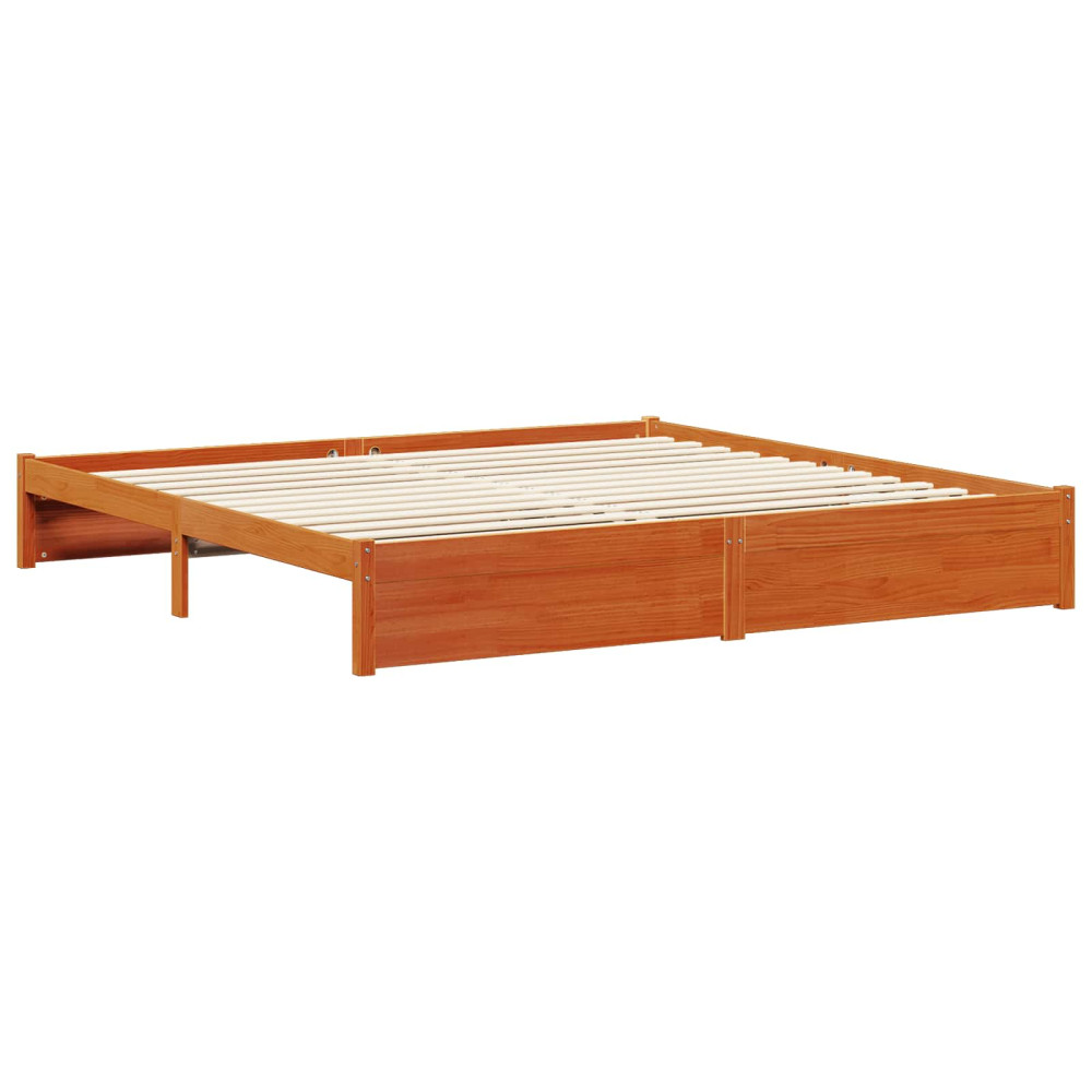 Produktbild för Sängram med huvudgavel Vaxbrun 180 x 200 cm Massiv furu