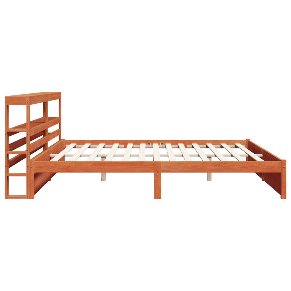 Produktbild för Sängram med huvudgavel Vaxbrun 180 x 200 cm Massiv furu