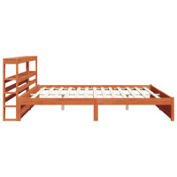 Produktbild för Sängram med huvudgavel Vaxbrun 180 x 200 cm Massiv furu