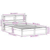 Produktbild för Sängram med huvudgavel Vaxbrun 160 x 200 cm Massiv furu