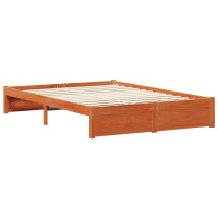 Produktbild för Sängram med huvudgavel Vaxbrun 160 x 200 cm Massiv furu