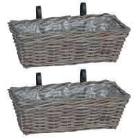 Produktbild för Hängande Planteringskorg 2 st Naturlig grå 48 x 22 x 15 cm