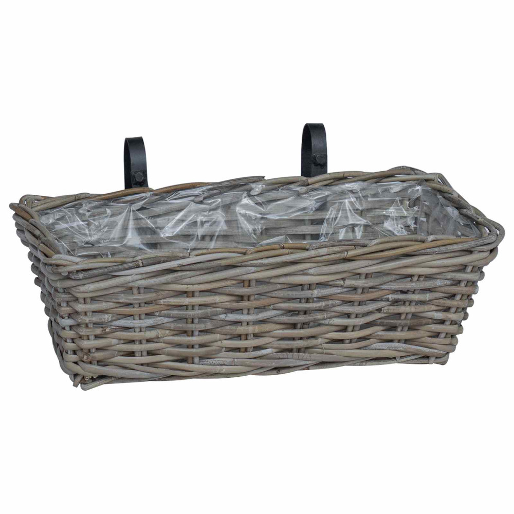 Produktbild för Hängande Planteringskorg 2 st Naturlig grå 48 x 22 x 15 cm